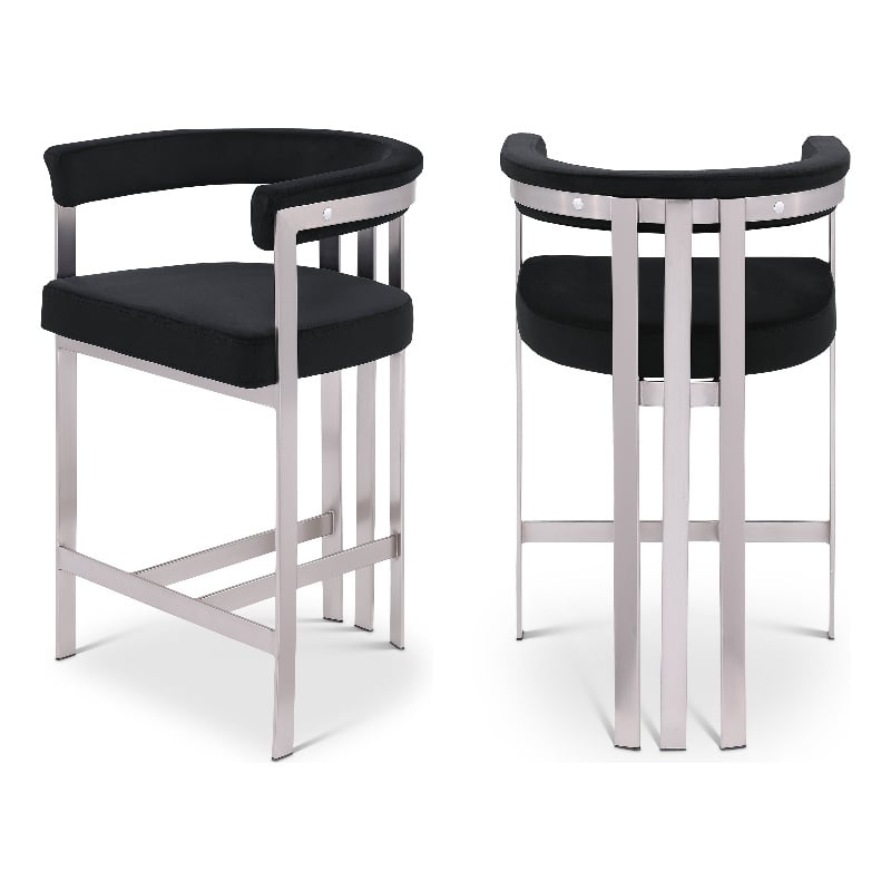 Meridian Furniture Marcello Black Velvet Counter Stool (Set of 2)