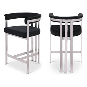 Meridian Furniture Marcello Black Velvet Counter Stool (Set of 2)