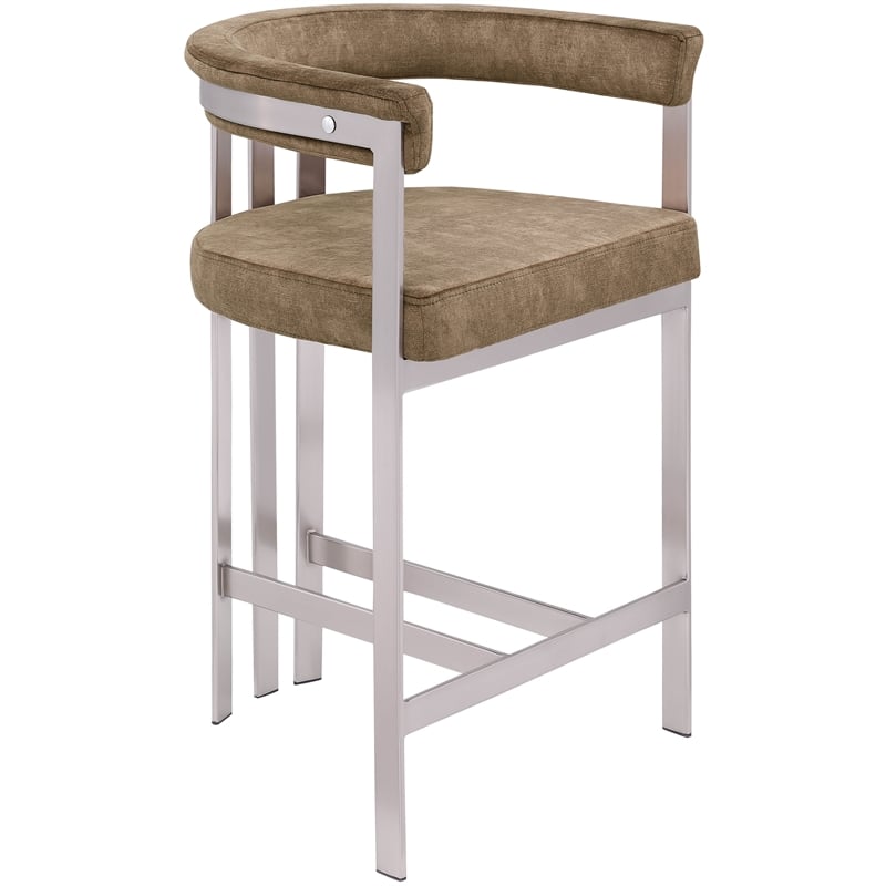Meridian Furniture Marcello Brown Velvet Counter Stool (Set of 2)
