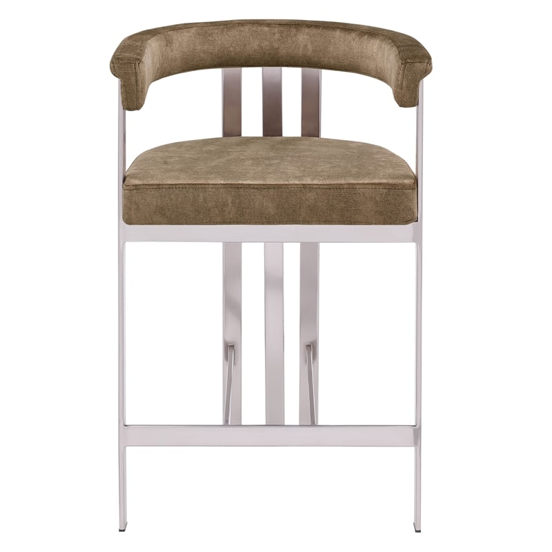 Meridian Furniture Marcello Brown Velvet Counter Stool (Set of 2)