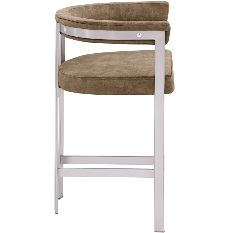 Meridian Furniture Marcello Brown Velvet Counter Stool (Set of 2)