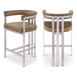 Meridian Furniture Marcello Brown Velvet Counter Stool (Set of 2)