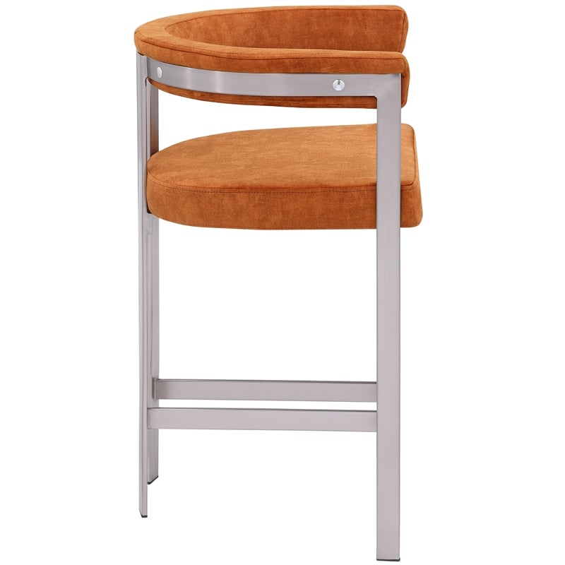 Meridian Furniture Marcello Cognac Velvet Counter Stool (Set of 2)