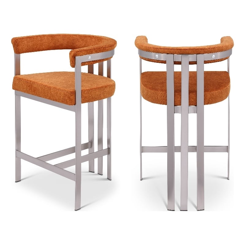 Meridian Furniture Marcello Cognac Velvet Counter Stool (Set of 2)