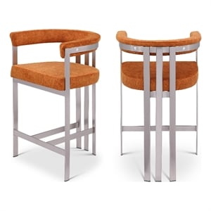 Meridian Furniture Marcello Cognac Velvet Counter Stool (Set of 2)