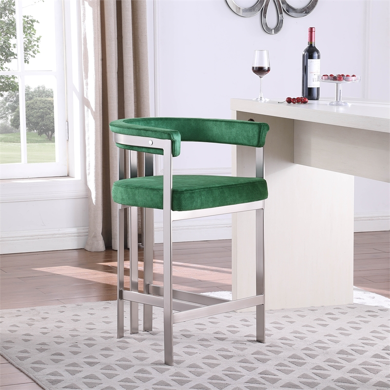 Meridian Furniture Marcello Green Velvet Counter Stool (Set of 2)