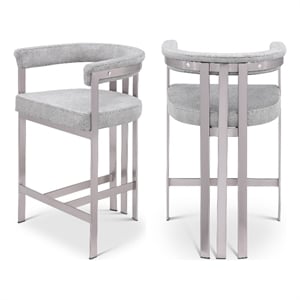 Meridian Furniture Marcello Grey Velvet Counter Stool (Set of 2)