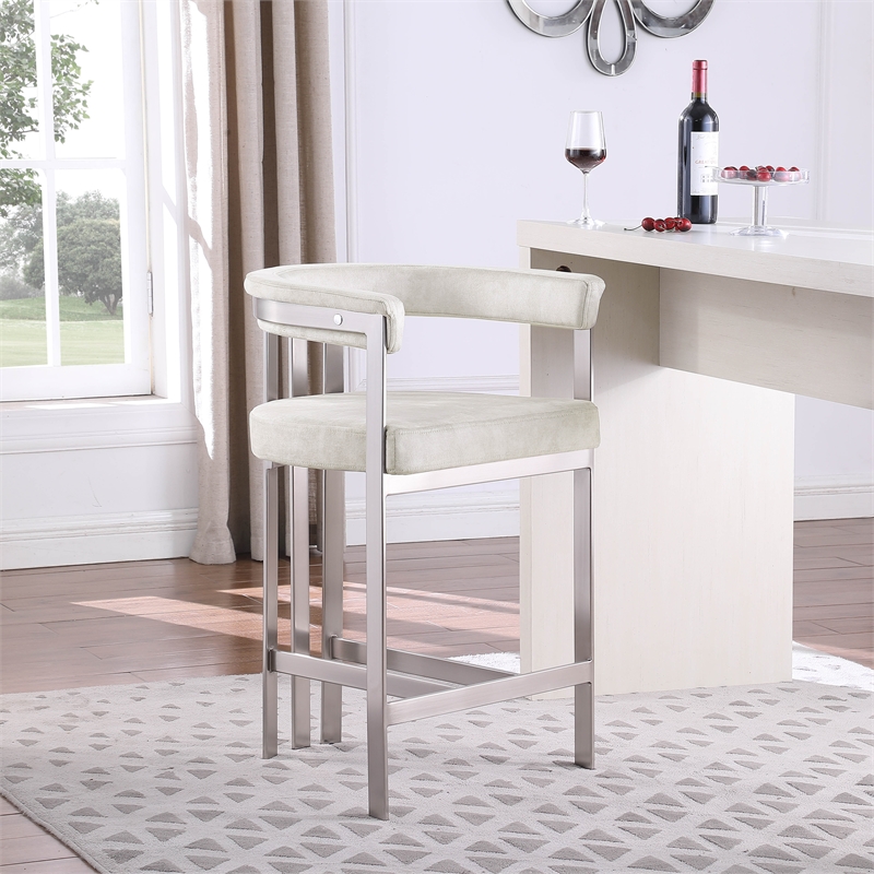 Meridian Furniture Marcello Stone Velvet Counter Stool (Set of 2)