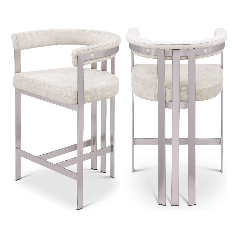 Meridian Furniture Marcello Stone Velvet Counter Stool (Set of 2)