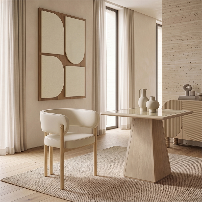 Meridian Furniture Gideon Cream Vegan Leather Dining Chair (Set of 2)