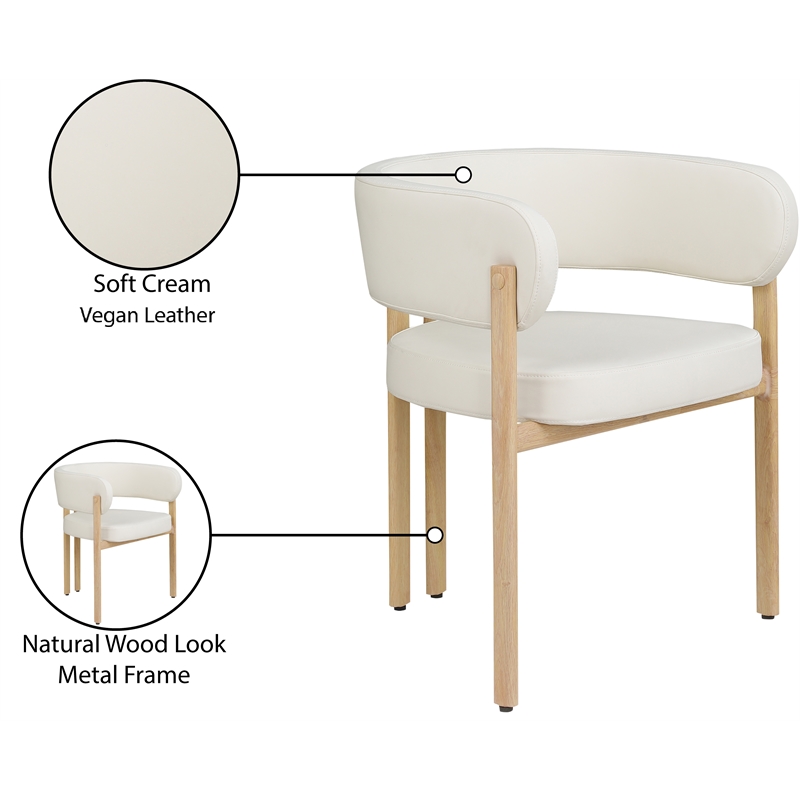 Meridian Furniture Gideon Cream Vegan Leather Dining Chair (Set of 2)