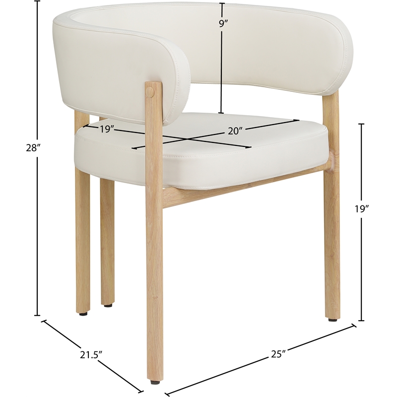 Meridian Furniture Gideon Cream Vegan Leather Dining Chair (Set of 2)