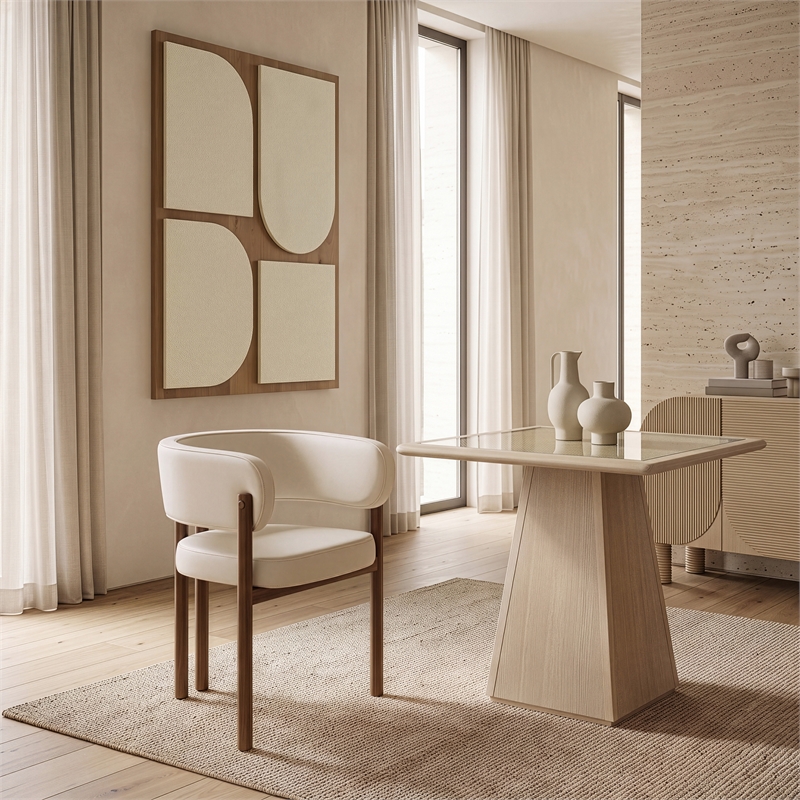 Meridian Furniture Gideon Cream Vegan Leather Dining Chair (Set of 2)