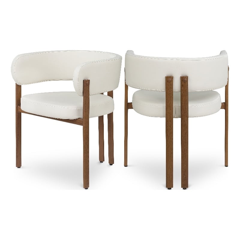 Meridian Furniture Gideon Cream Vegan Leather Dining Chair (Set of 2)