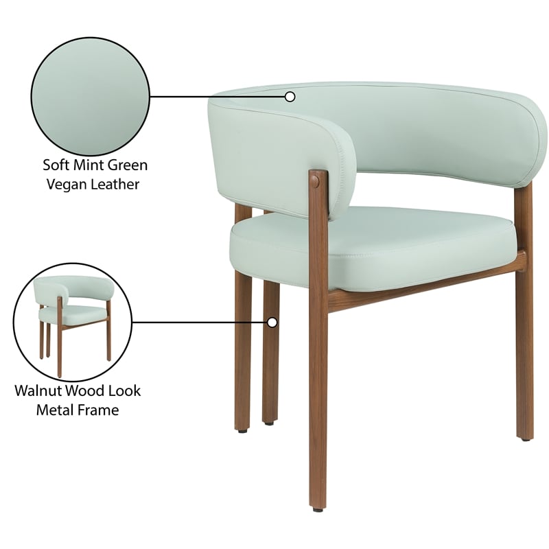 Meridian Furniture Gideon Mint Green Vegan Leather Dining Chair (Set of 2)