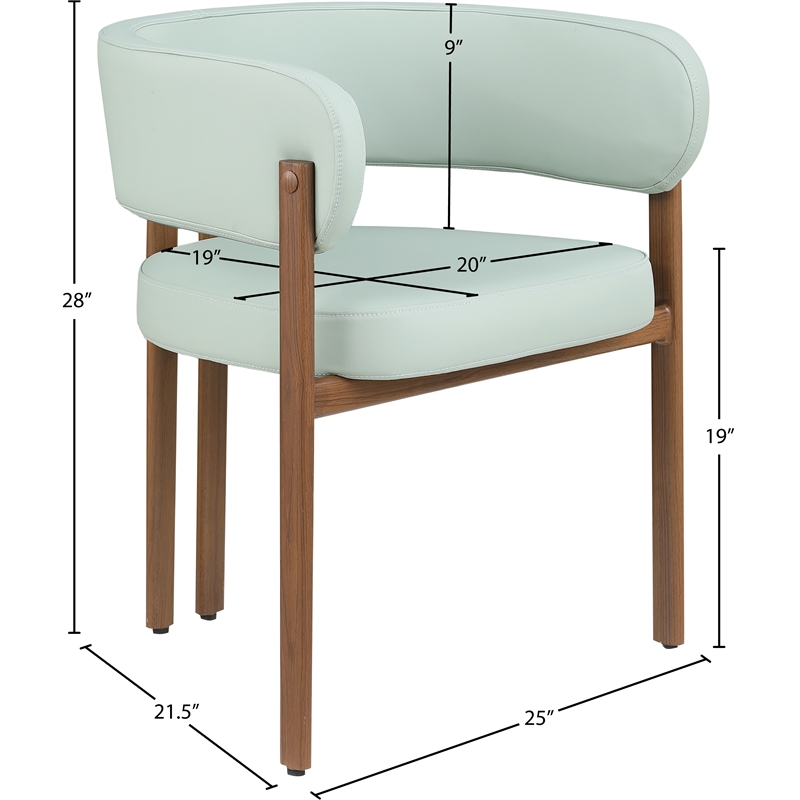 Meridian Furniture Gideon Mint Green Vegan Leather Dining Chair (Set of 2)