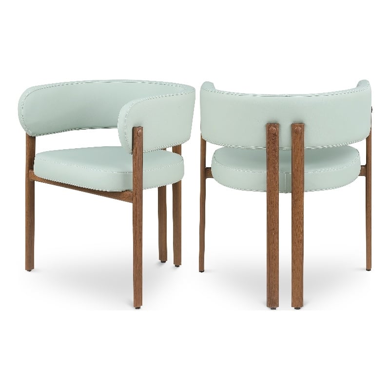 Meridian Furniture Gideon Mint Green Vegan Leather Dining Chair (Set of 2)
