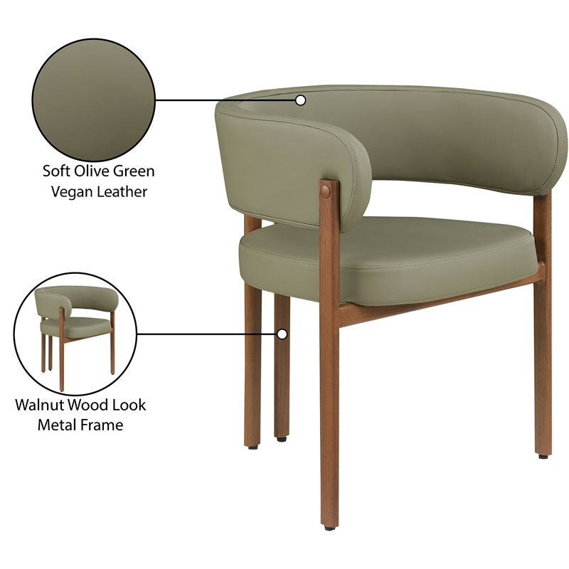 Meridian Furniture Gideon Olive Green Vegan Leather Dining Chair (Set of 2)