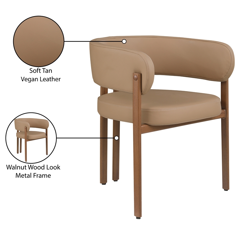 Meridian Furniture Gideon Tan Vegan Leather Dining Chair (Set of 2)