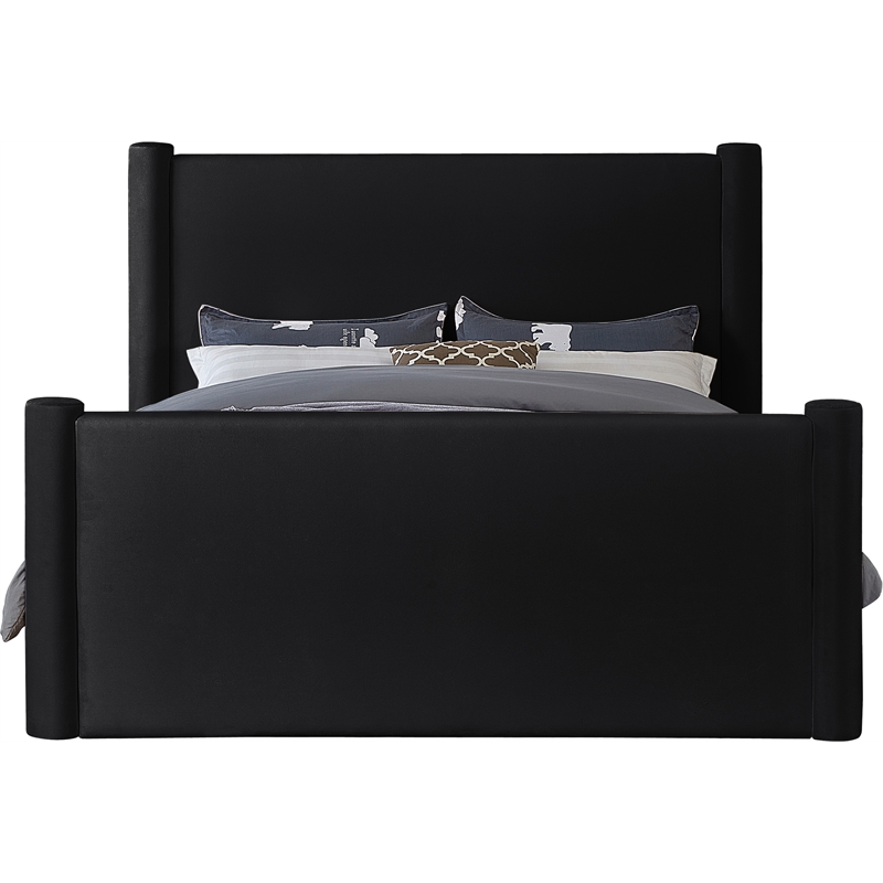 Meridian Furniture Elias Black Velvet Queen Bed