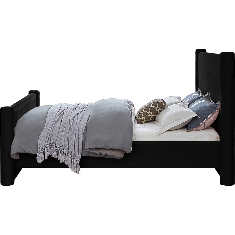 Meridian Furniture Elias Black Velvet Queen Bed