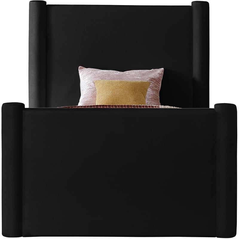 Meridian Furniture Elias Black Velvet Twin Bed