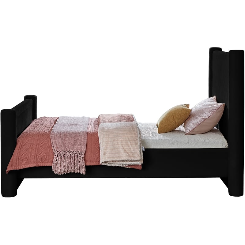 Meridian Furniture Elias Black Velvet Twin Bed