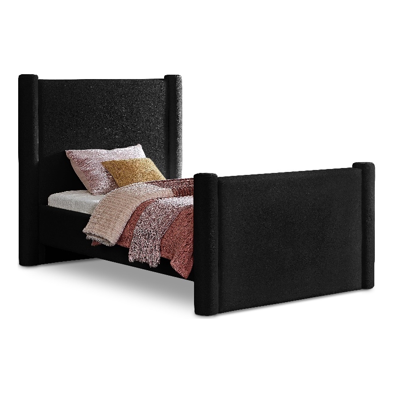Meridian Furniture Elias Black Velvet Twin Bed