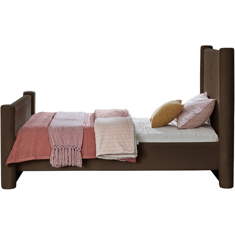 Meridian Furniture Elias Brown Velvet Twin Bed