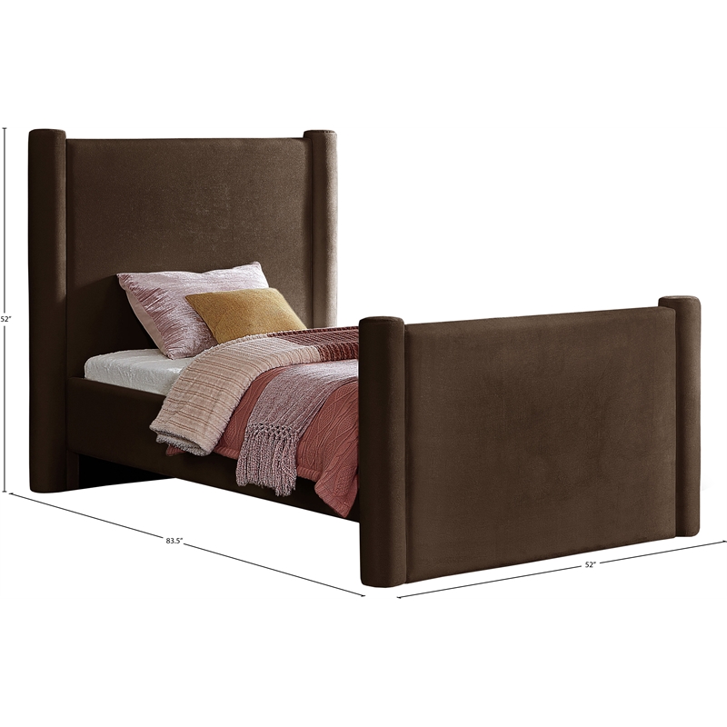 Meridian Furniture Elias Brown Velvet Twin Bed
