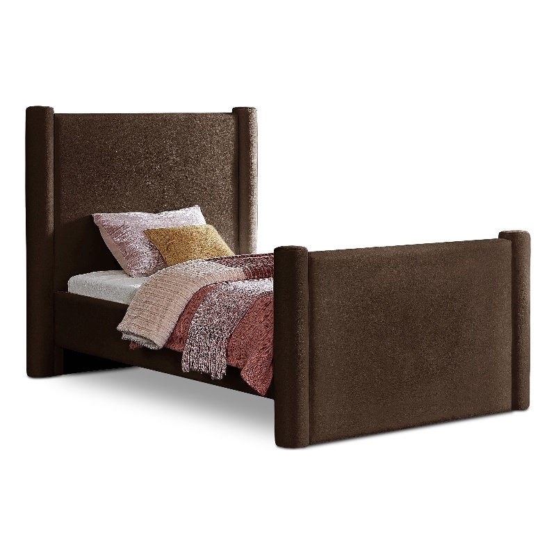 Meridian Furniture Elias Brown Velvet Twin Bed