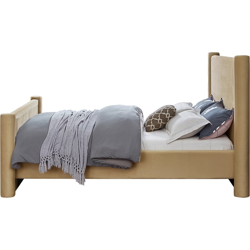 Meridian Furniture Elias Camel Velvet King Bed