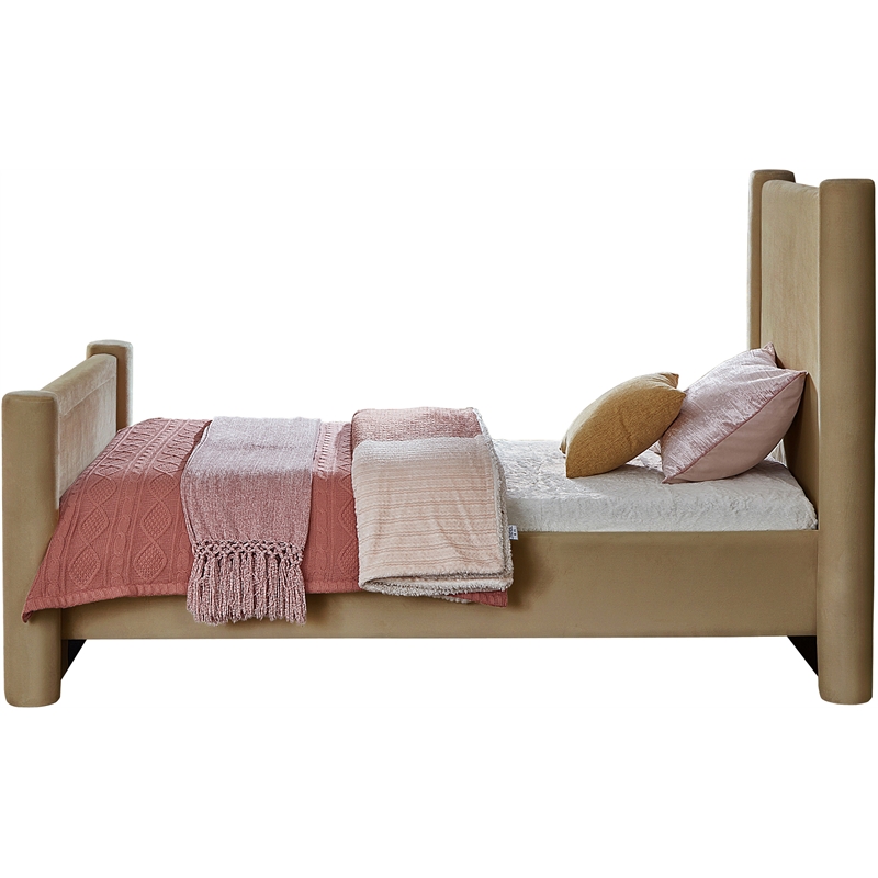 Meridian Furniture Elias Camel Velvet Twin Bed