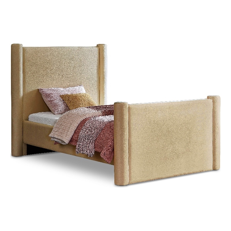 Meridian Furniture Elias Camel Velvet Twin Bed