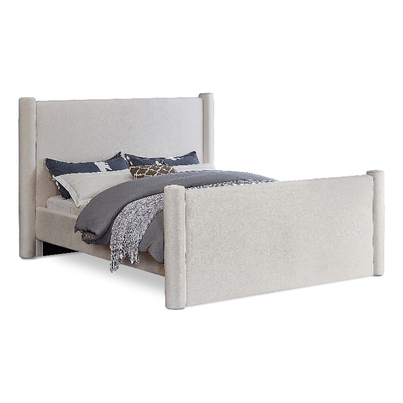 Meridian Furniture Elias Cream Velvet Full Bed