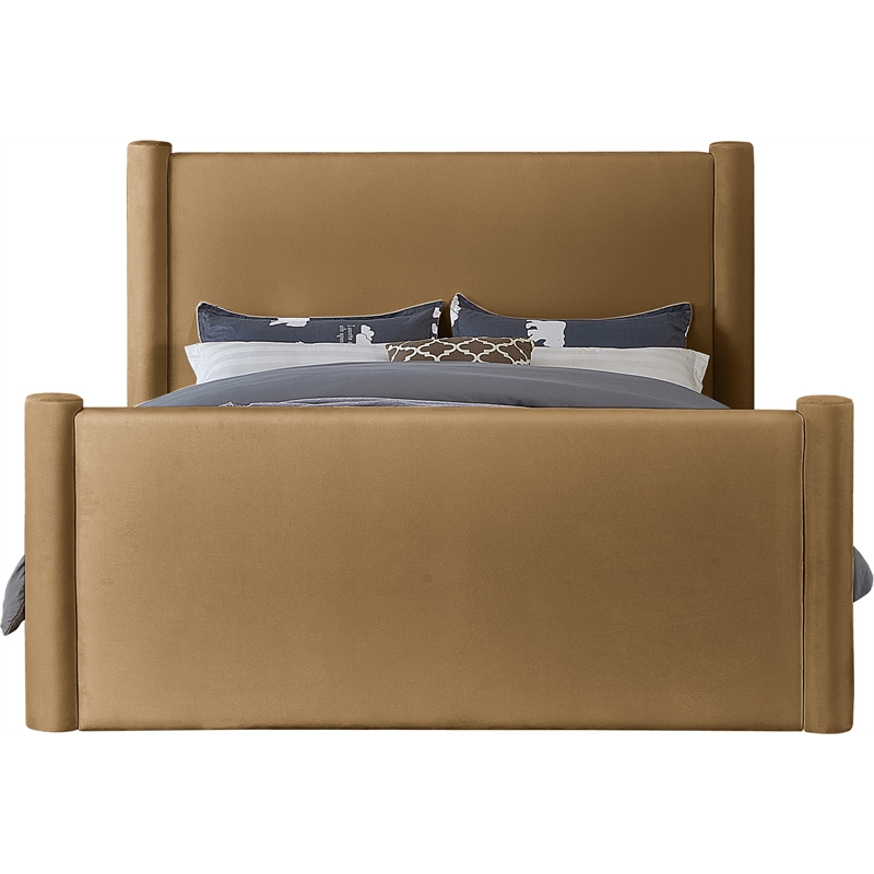 Meridian Furniture Elias Saddle Velvet Queen Bed