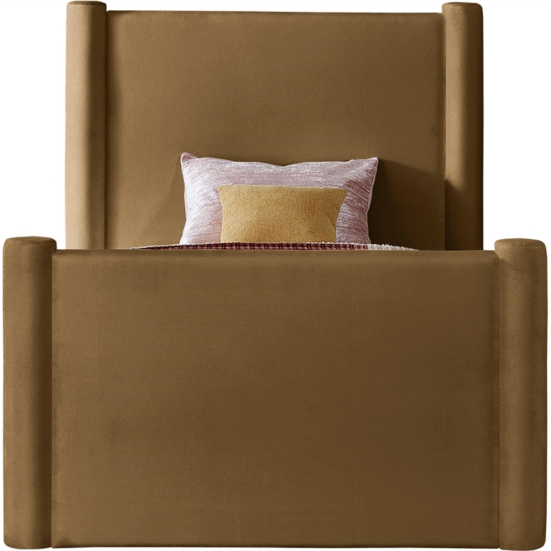 Meridian Furniture Elias Saddle Velvet Twin Bed