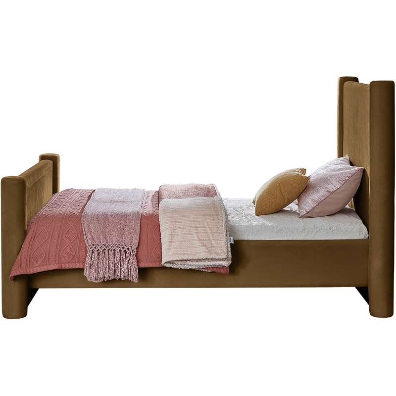 Meridian Furniture Elias Saddle Velvet Twin Bed