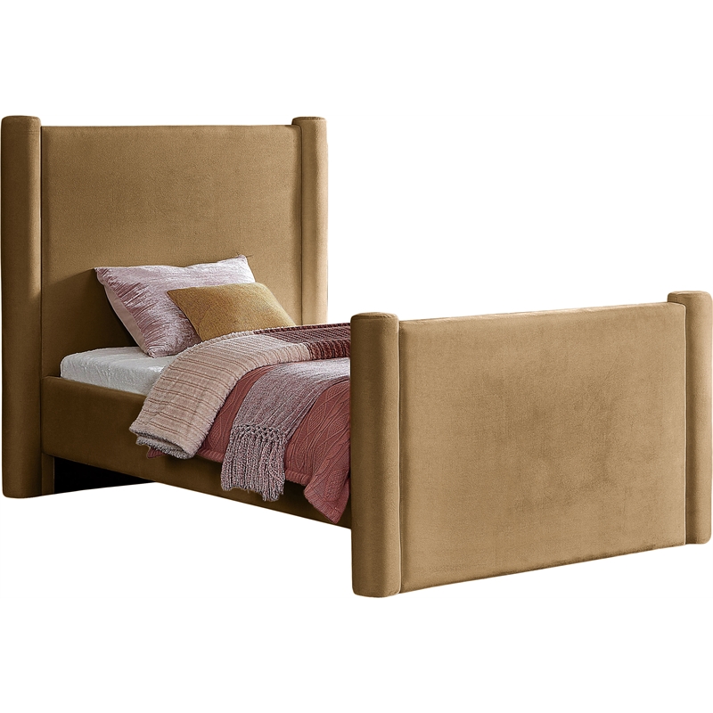 Meridian Furniture Elias Saddle Velvet Twin Bed