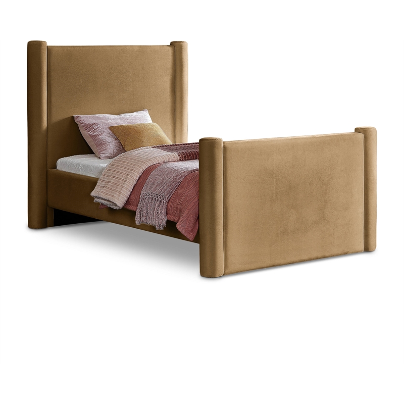 Meridian Furniture Elias Saddle Velvet Twin Bed
