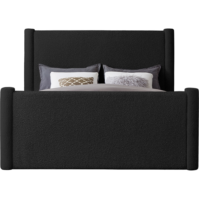 Meridian Furniture Elias Black Boucle Fabric Queen Bed