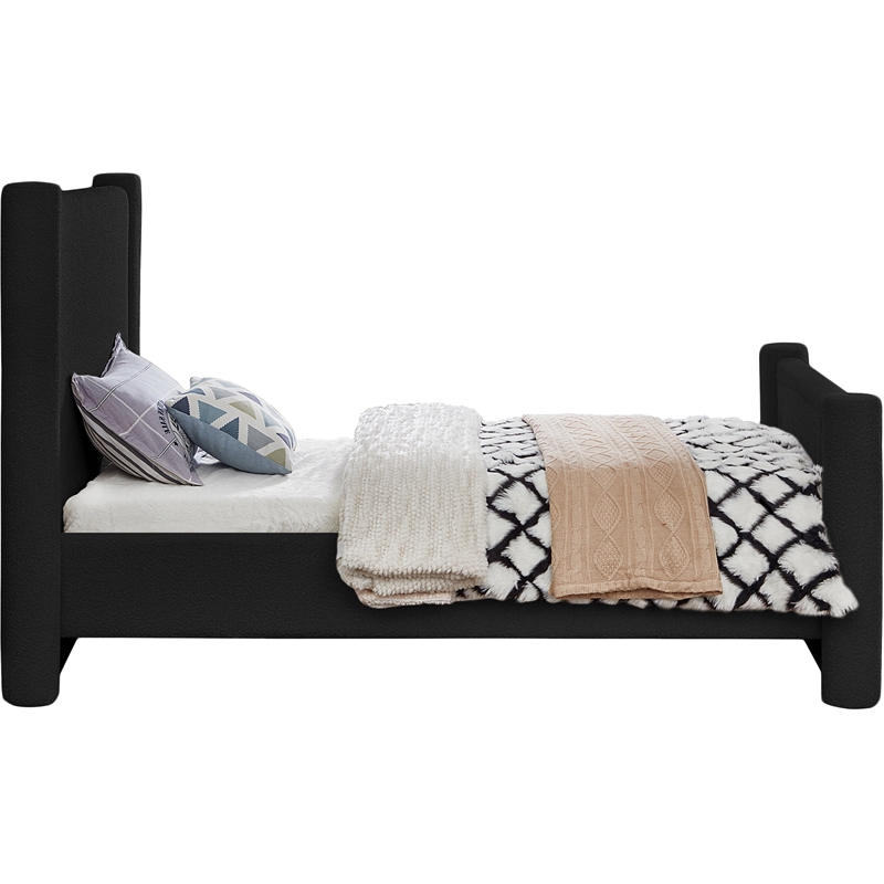 Meridian Furniture Elias Black Boucle Fabric Twin Bed