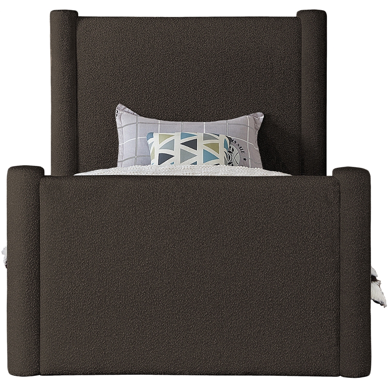 Meridian Furniture Elias Brown Boucle Fabric Twin Bed