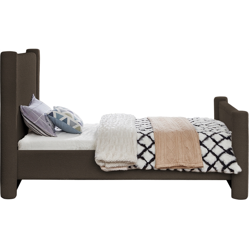 Meridian Furniture Elias Brown Boucle Fabric Twin Bed