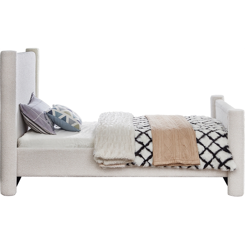 Meridian Furniture Elias Cream Boucle Fabric Twin Bed