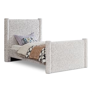 Meridian Furniture Elias Cream Boucle Fabric Twin Bed