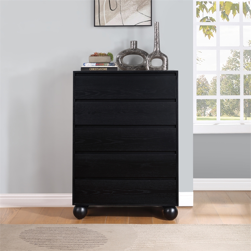 Meridian Furniture Kent Black Solid Ash Wood Chest
