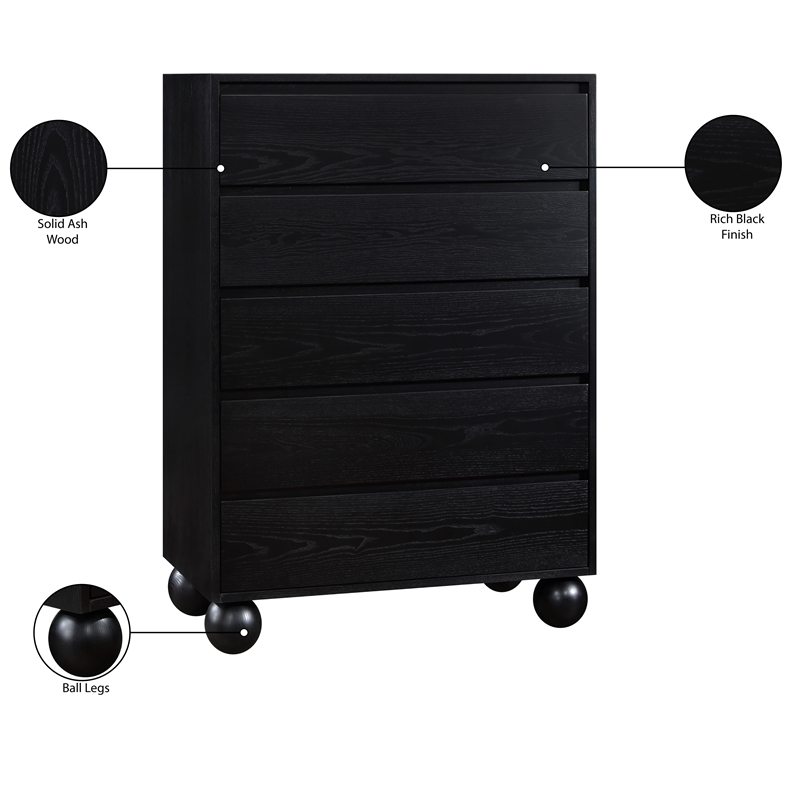 Meridian Furniture Kent Black Solid Ash Wood Chest