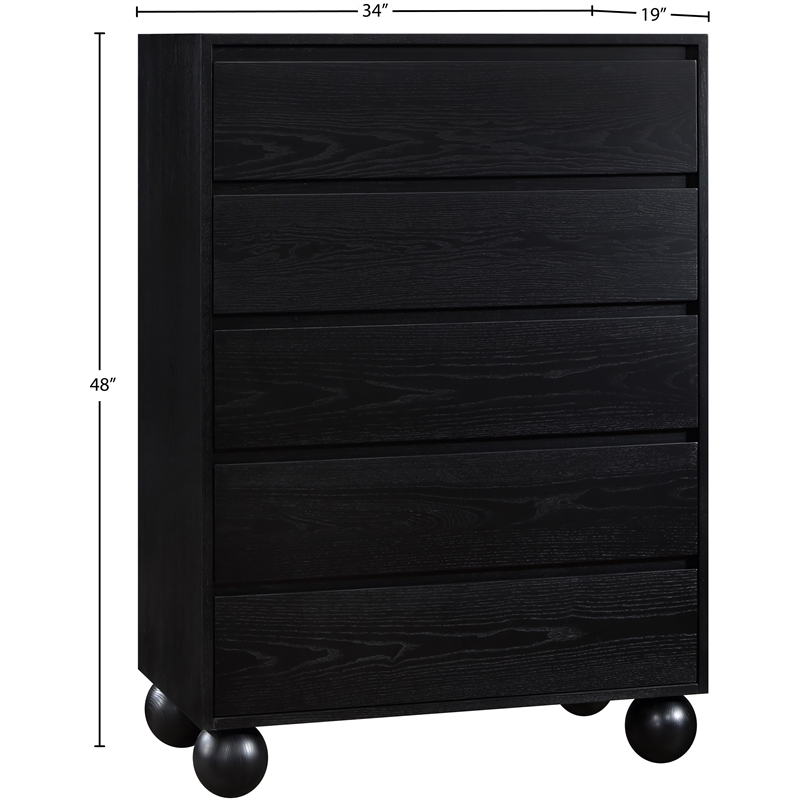 Meridian Furniture Kent Black Solid Ash Wood Chest