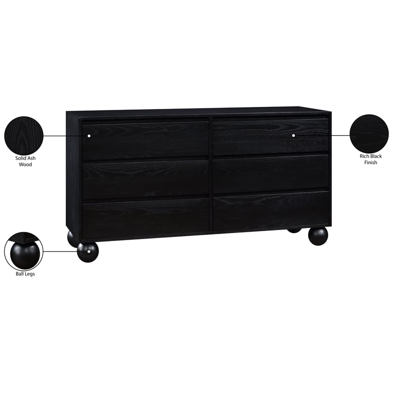 Meridian Furniture Kent Black Solid Ash Wood Dresser